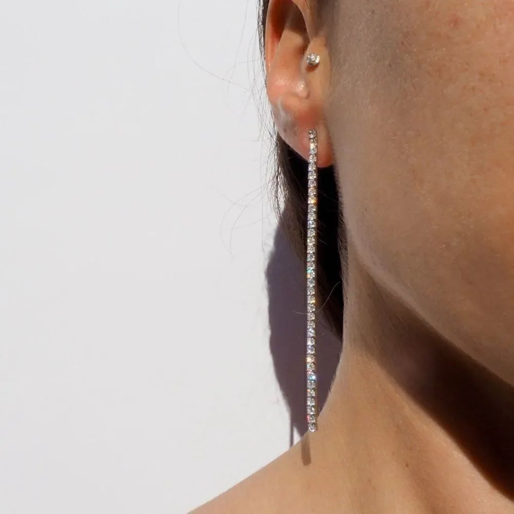 Rhinestone drop earrings  #276